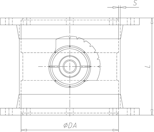Technical drawings of shut-off damper valve control knob flange