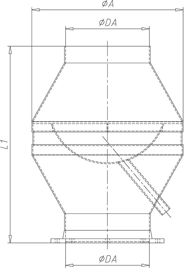 Technical drawings of deflector head flange.