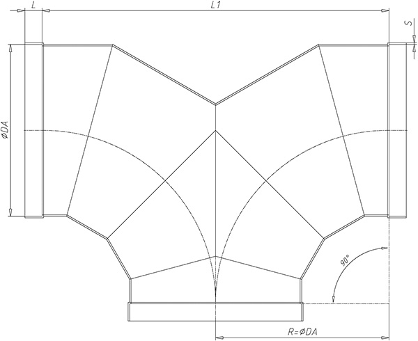 HoKa Hosen-T-Stück technische Zeichnung